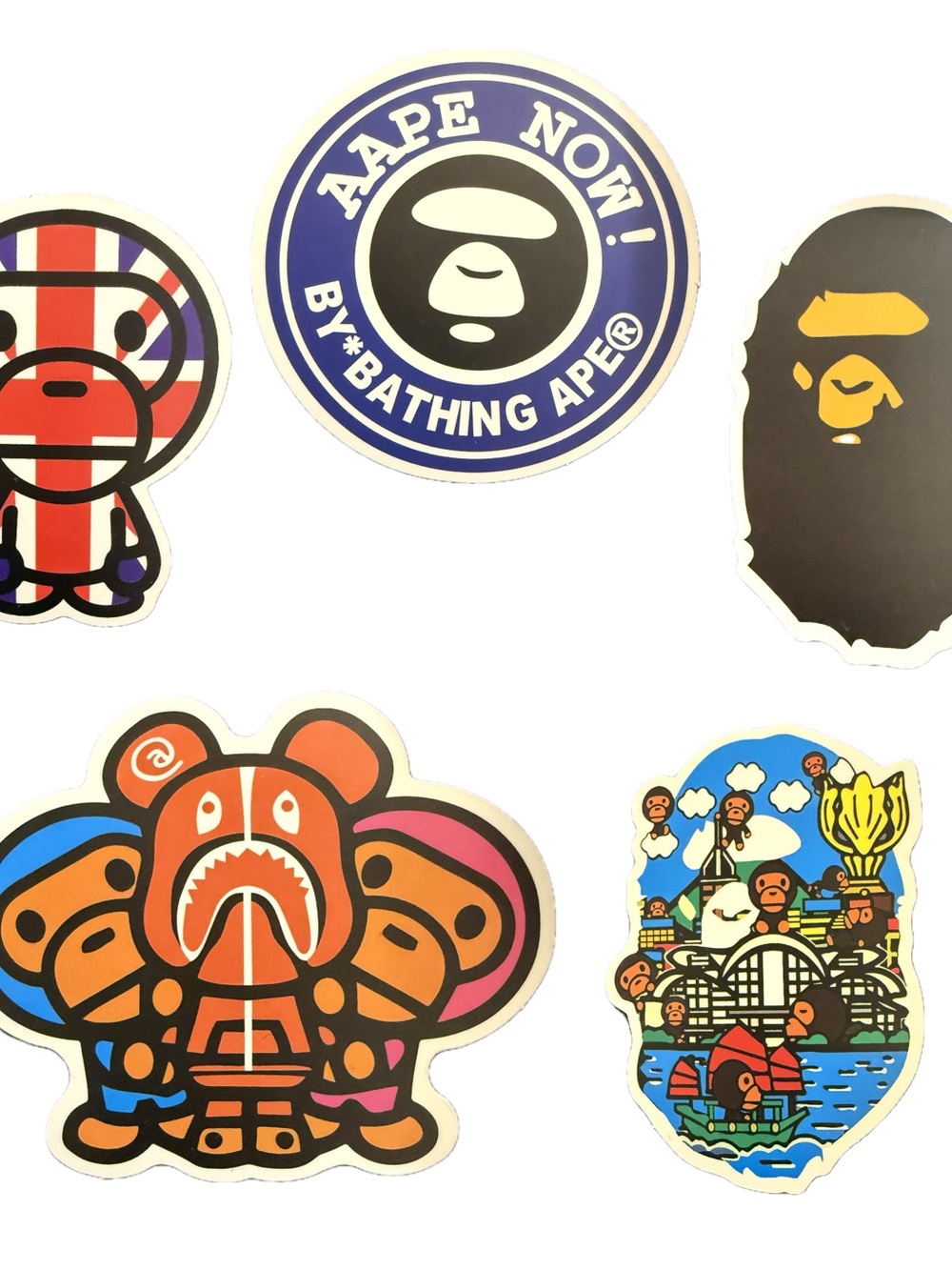 BAPE Sticker Lot 5 A Bathing Ape Ape Head Baby Milo Streetwear Hype Decals
